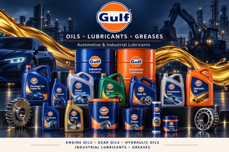 Gulf engine oils, gear oils, hydraulic oils and greases for automotive and industrial use