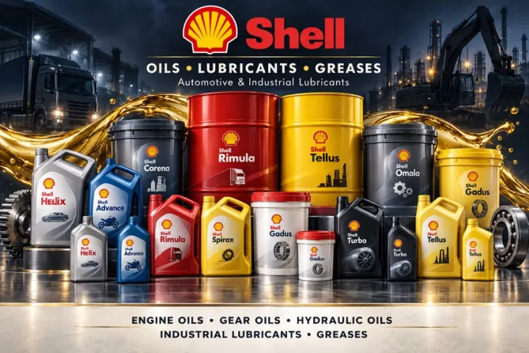 Shell engine oils, gear oils, hydraulic oils and greases for automotive and industrial use